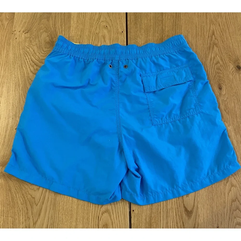 Polo Ralph Lauren VTG Traveler Solid Lined Swim Trunks Blue Beach SM